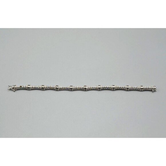 Hour Glass Bead Bracelet 925 PAJ Sterling Silver Clear Stone Hourglass 20.34g 8" - Picture 2 of 10